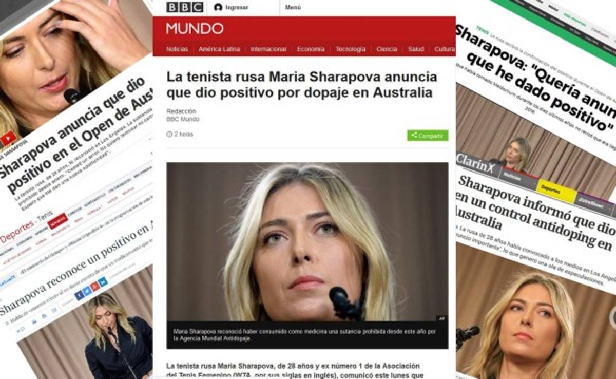 Prensa mundial destaca el doping positivo de Maria Sharapova
