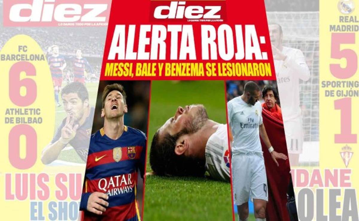 Luis Suárez y las lesiones de Messi, Bale y Benzema, destacan en nuestras portadas digitales