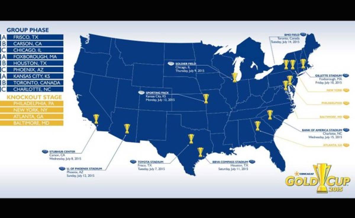 Concacaf anuncia sedes y cabezas de serie para Copa Oro 2015