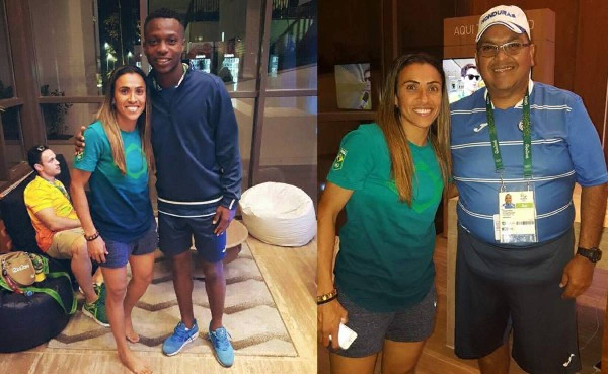 Seleccionados hondureños emocionados de encontrarse con la futbolista brasileña, Marta