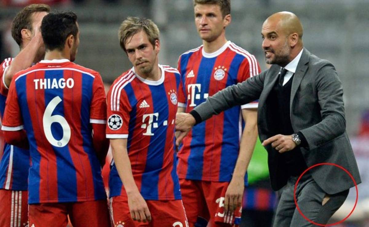 A Pep Guardiola se le rompió el pantalón en pleno juego por Champions ante Porto