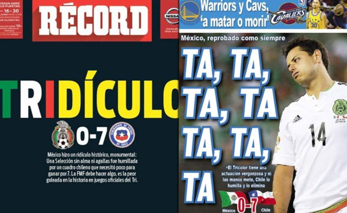 Diarios mexicanos destrozan a su selección en sus portadas tras la goleada ante Chile