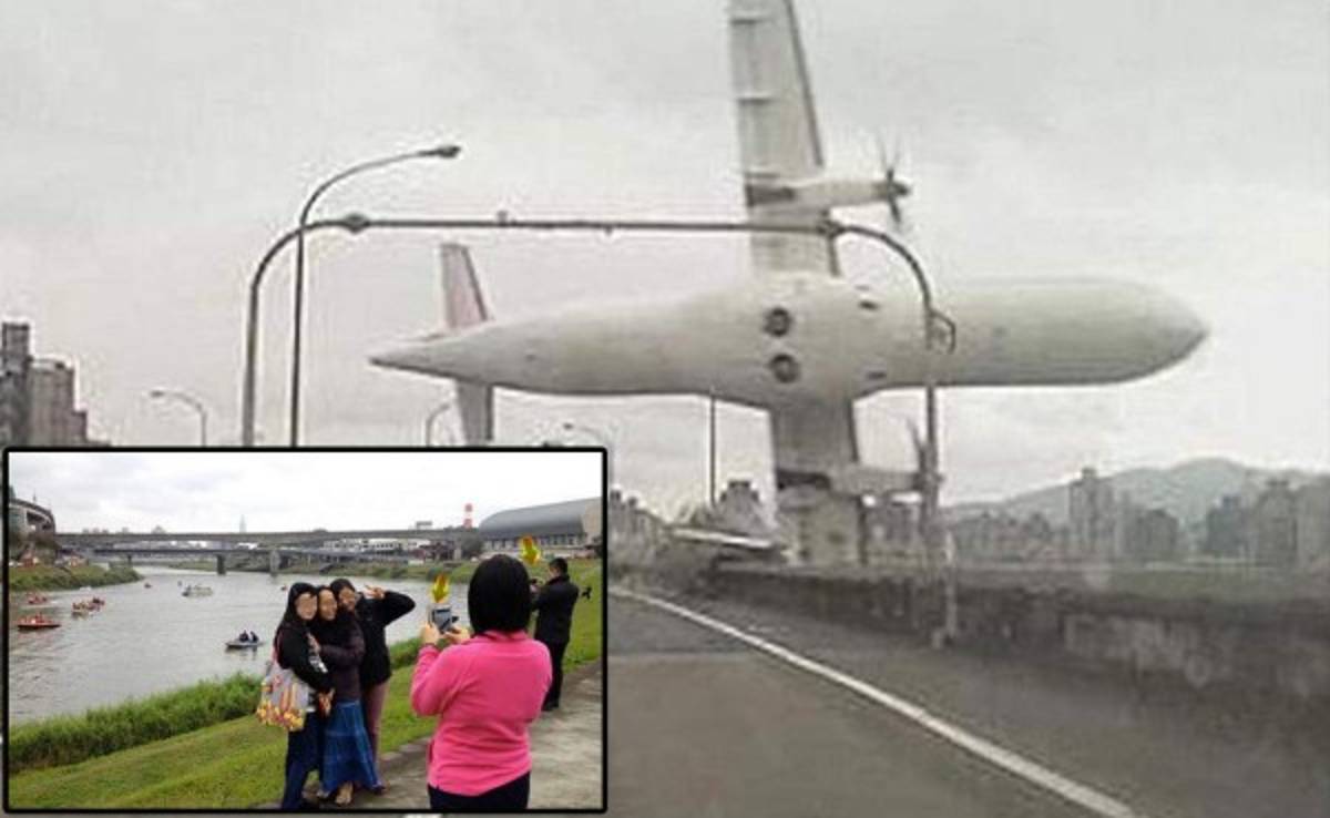Indignación por 'selfies' donde cayó un avión en Taiwán