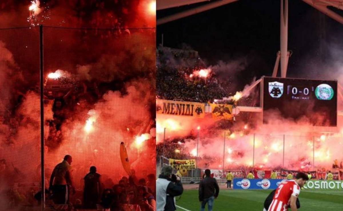 AEK Atenas-Olympiacos, suspendido por incidentes violentos