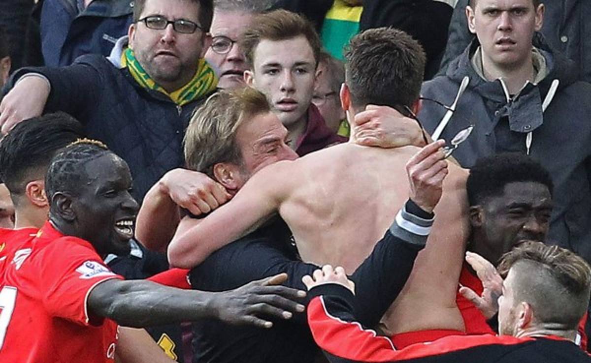 Jürgen Klopp celebró a más no poder el gol del triunfo del Liverpool