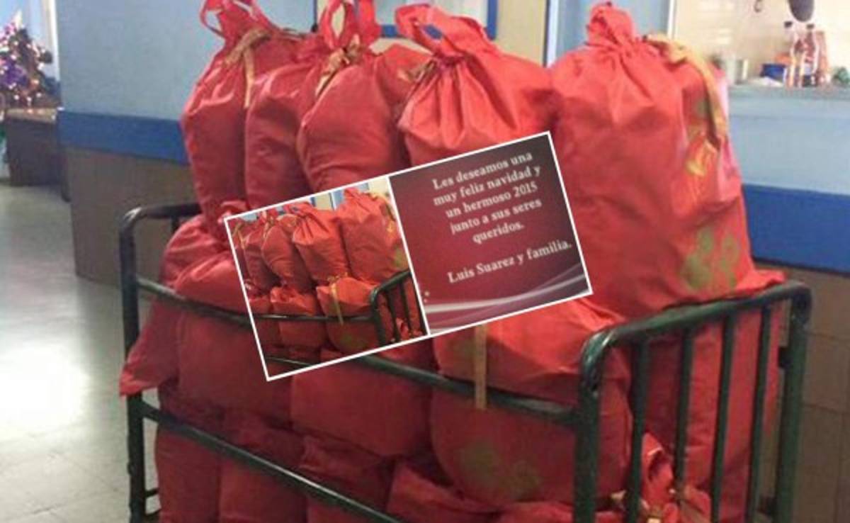 Luis Suárez regala 500 canastas de dulces a niños de hospital uruguayo