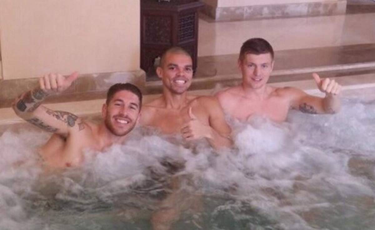 Sergio Ramos, Pepe y Kross relajándose antes de la final del Mundial de Clubes
