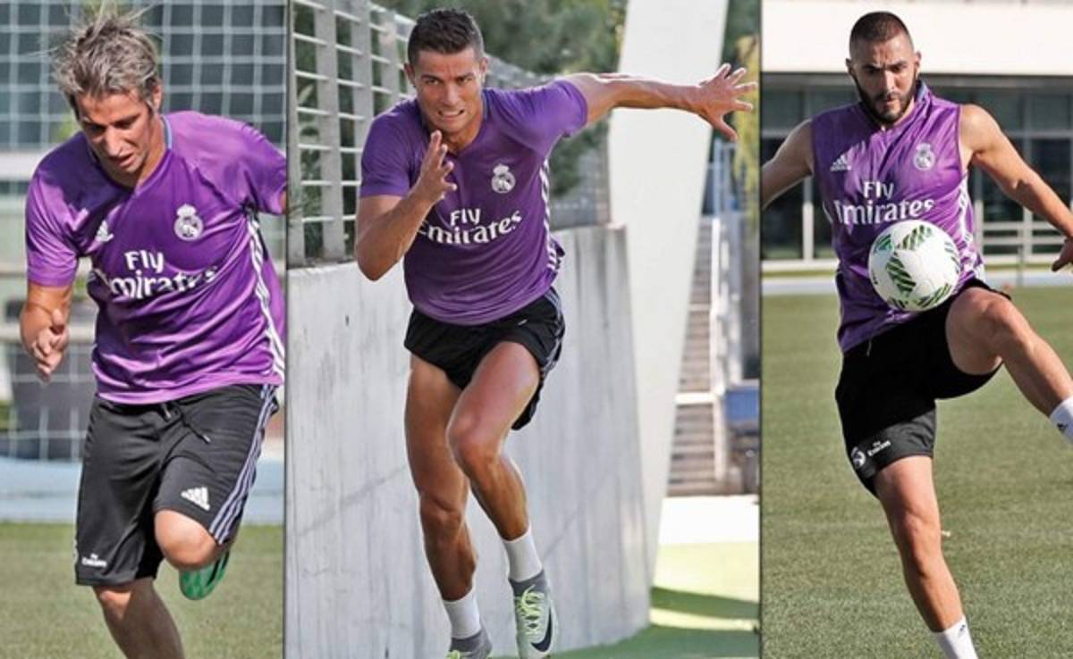 Cristiano, Benzema y Coentrao hacen trabajo físico con el grupo