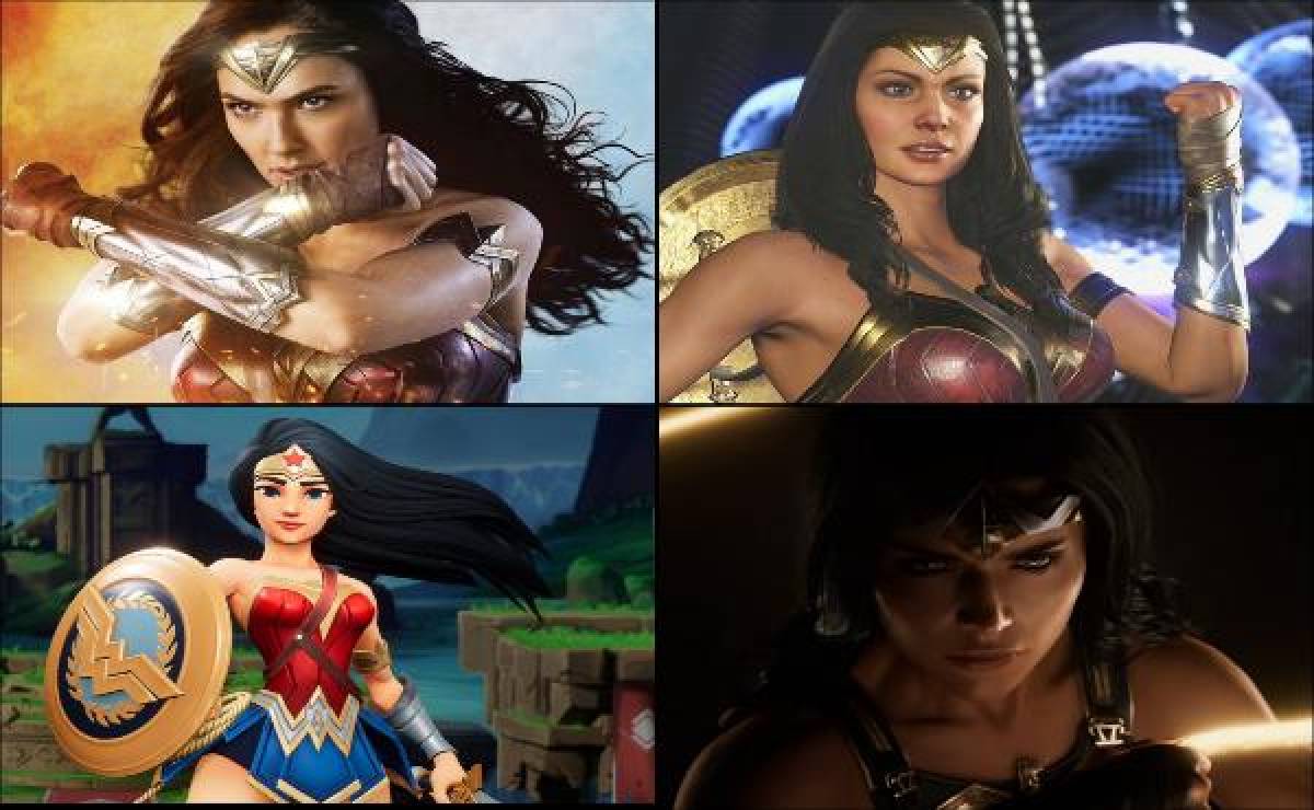 Gal Gadot como Wonder Woman en las películas, Wonder Woman de Injustice 2, Wonder Woman de MultiVersus y Wonder Woman de su propio videojuego todavía sin fecha de estreno.