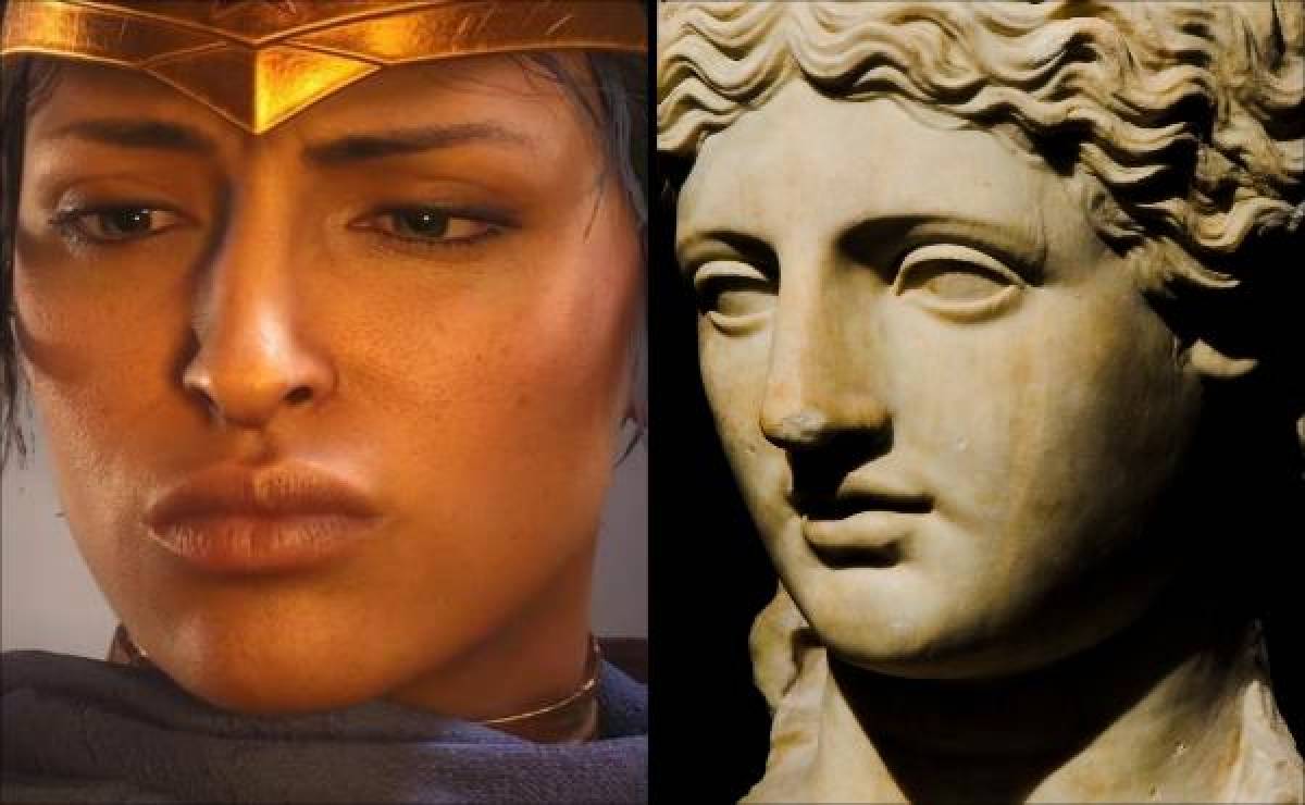Una comparativa algo más clara del nuevo aspecto del personaje con una escultura de la Grecia antigua.