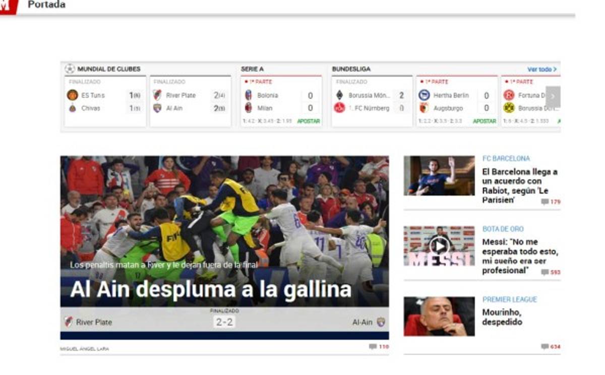 Así titularon los medios internacionales la eliminación de River Plate en el Mundial de Clubes