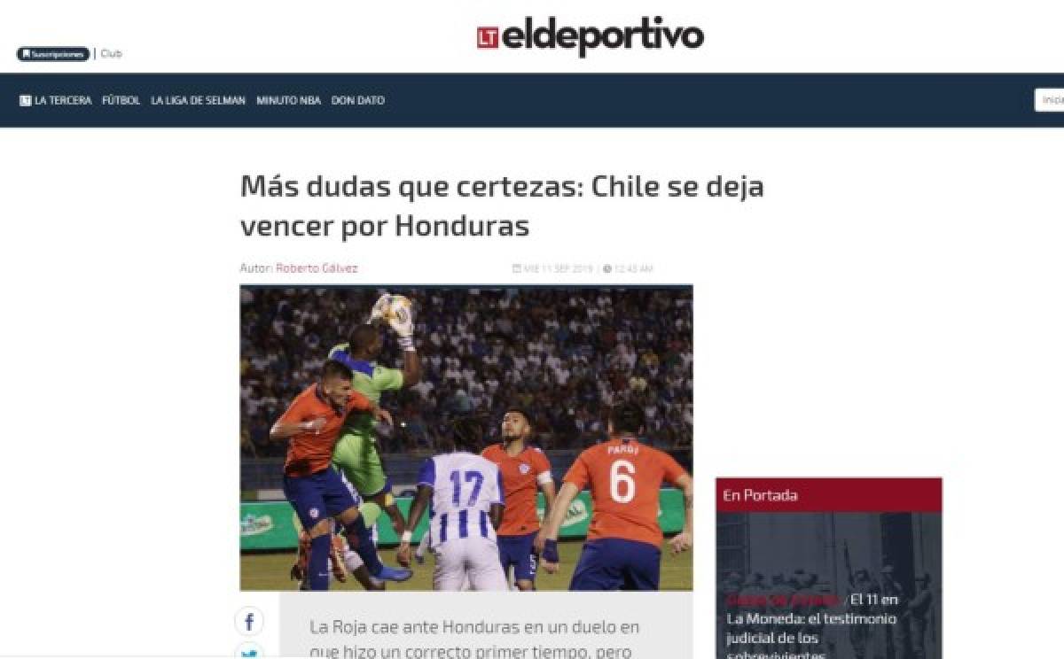 ¡Molestos! Estos dicen los medios de Chile luego de caer ante Honduras en el Olímpico