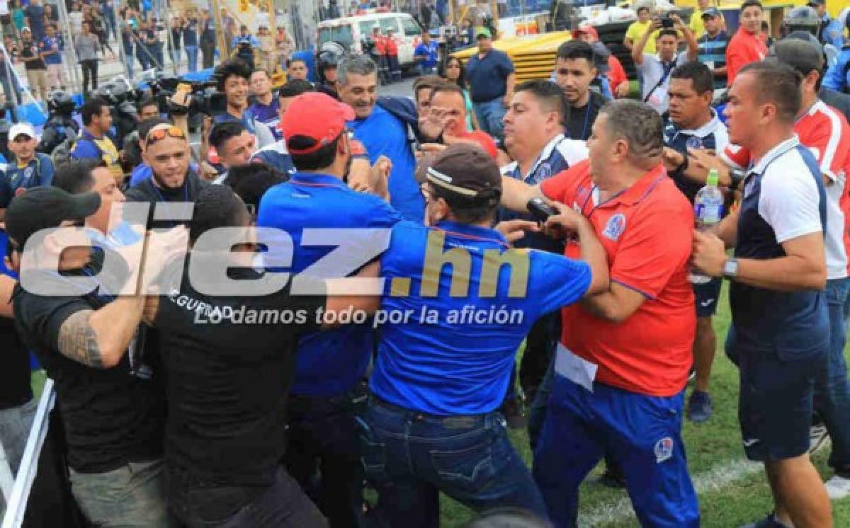 FOTOS: Golpes entre Diego Vázquez y Osman Madrid en el zafarrancho de la Gran Final entre Olimpia y Motagua