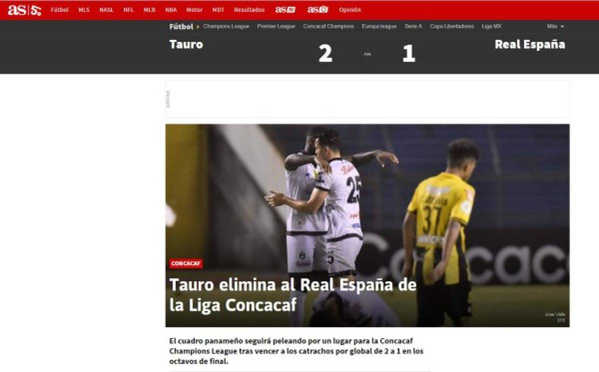 PORTADAS: Así titulan los medios la eliminación de Real España por Tauro