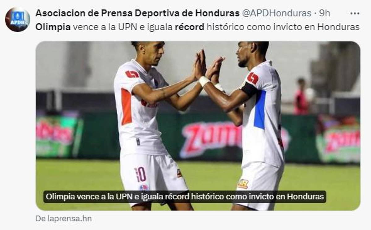 Lo que dice la prensa de Honduras del Olimpia y el impresionante récord que igualó: “De época e incomparable”
