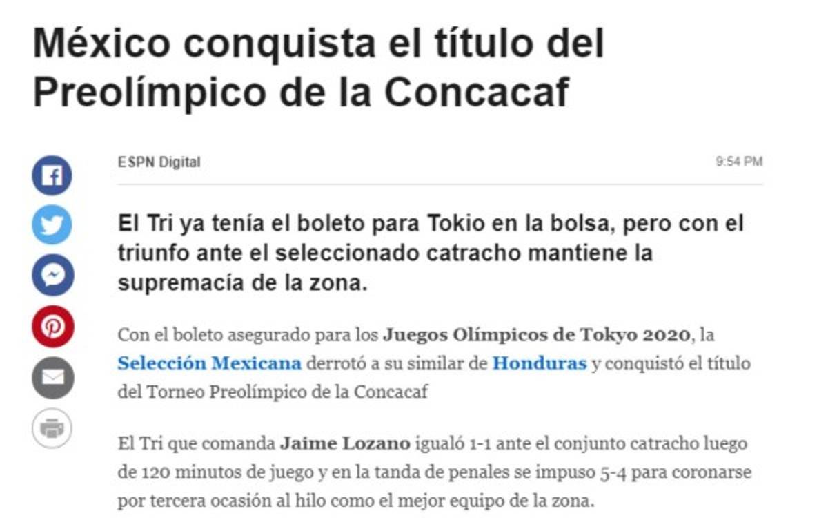 Lo que dice la prensa luego de que Honduras cayera contra México: ''Qué Preolímpico firmaron los catrachos''