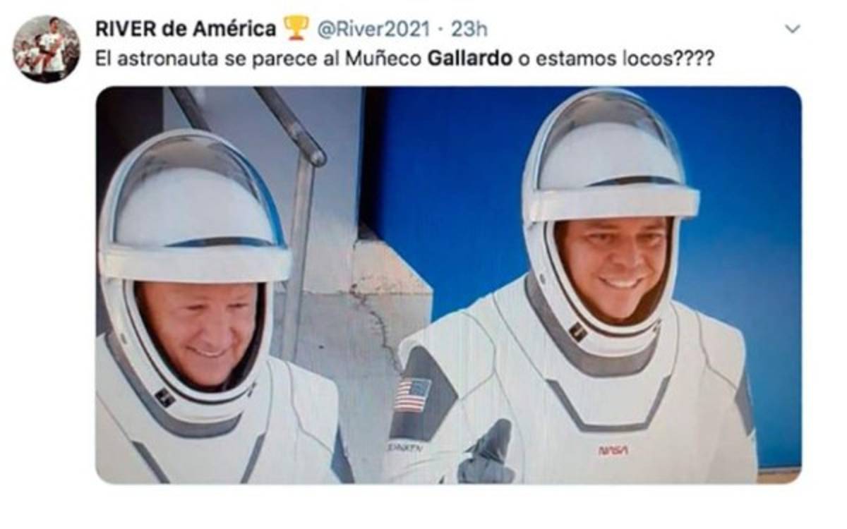 Memes del parecido de Gallardo, DT de River Plate, con un astronauta de la misión de la NASA