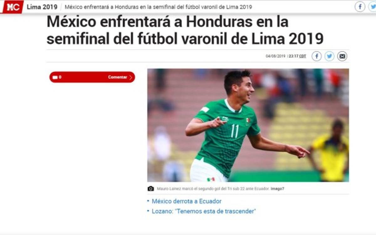 Honduras se enfrentará a México en los Panamericanos y esto dicen los medios