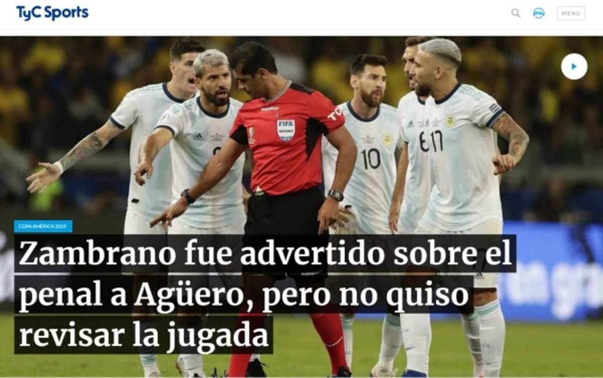 La prensa argentina culpa al árbitro de la derrota contra Brasil: 'SinVARgüenzas'  