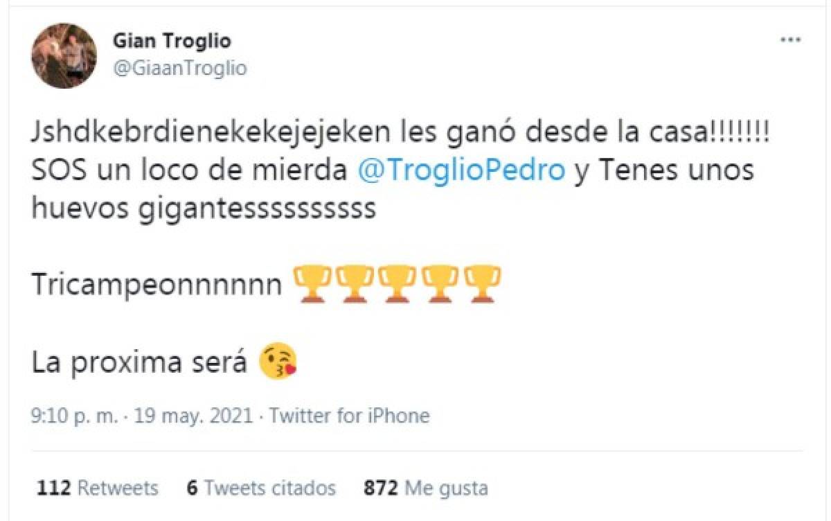 Hijo de Pedro Troglio se descontrola tras el tricampeonato de Olimpia: ''Lo trajeron para ganar la 31 y ya va por la 33''