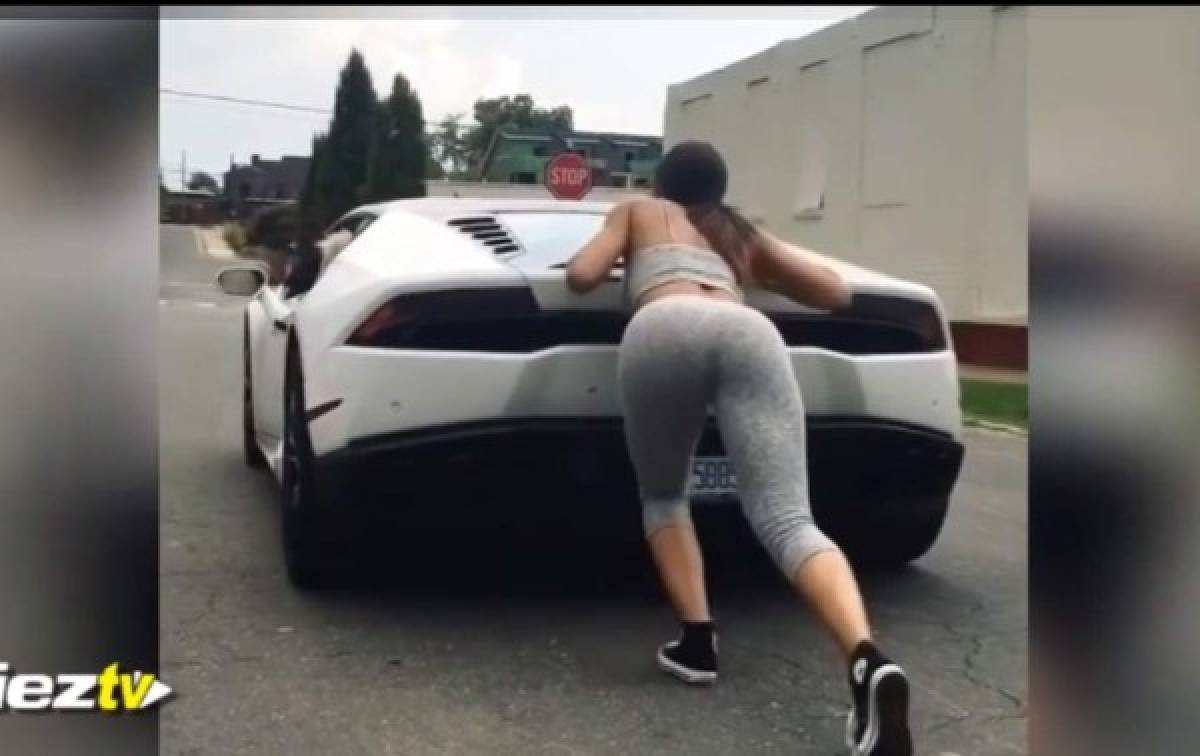 VIDEO: Así remolca su Lamborghini una sexy mujer  