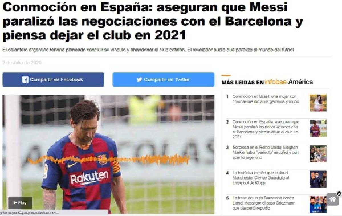 Las portadas en el mundo por la posible salida de Lionel Messi del FC Barcelona