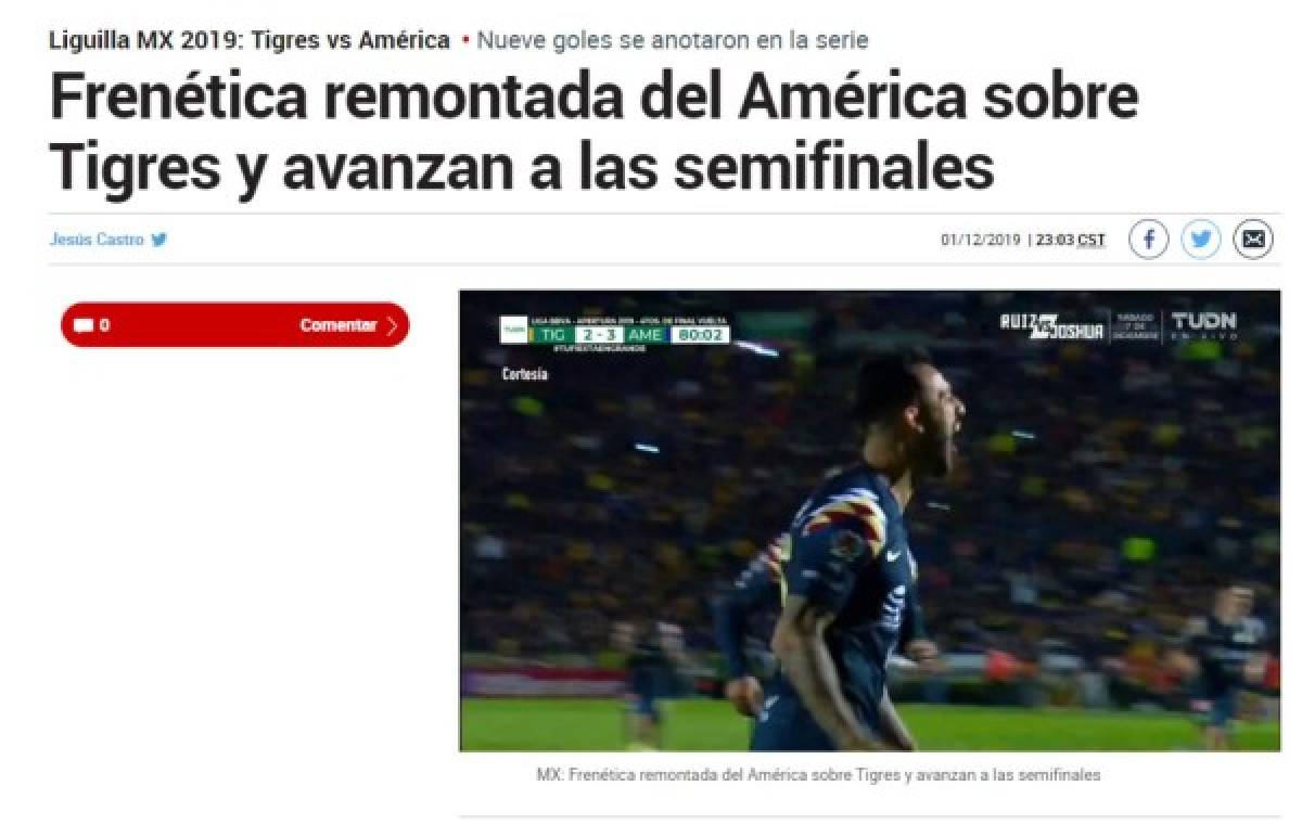 Liga MX: Así reacciona la prensa tras la épica remontada del América sobre Tigres