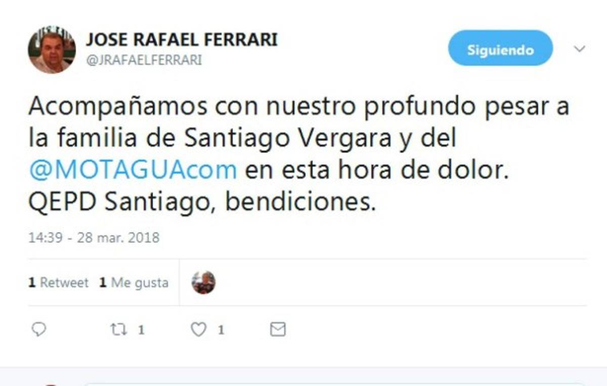 Fútbol hondureño se solidariza en redes tras fallecimiento de Santiago Vergara