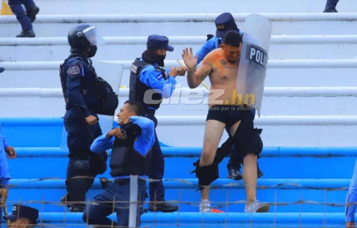 Vergonzosas imágenes: Así fueron los actos vandálicos de los aficionados del Real España en el estadio Olímpico tras perder la final