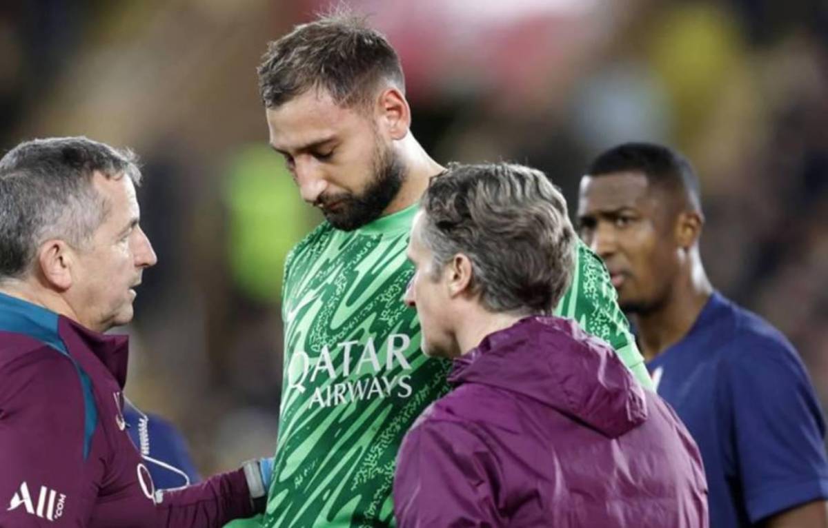 La impactante lesión de Donnaruma que recibió una patada en el rostro y tuvo que ser reemplazado ante Mónaco