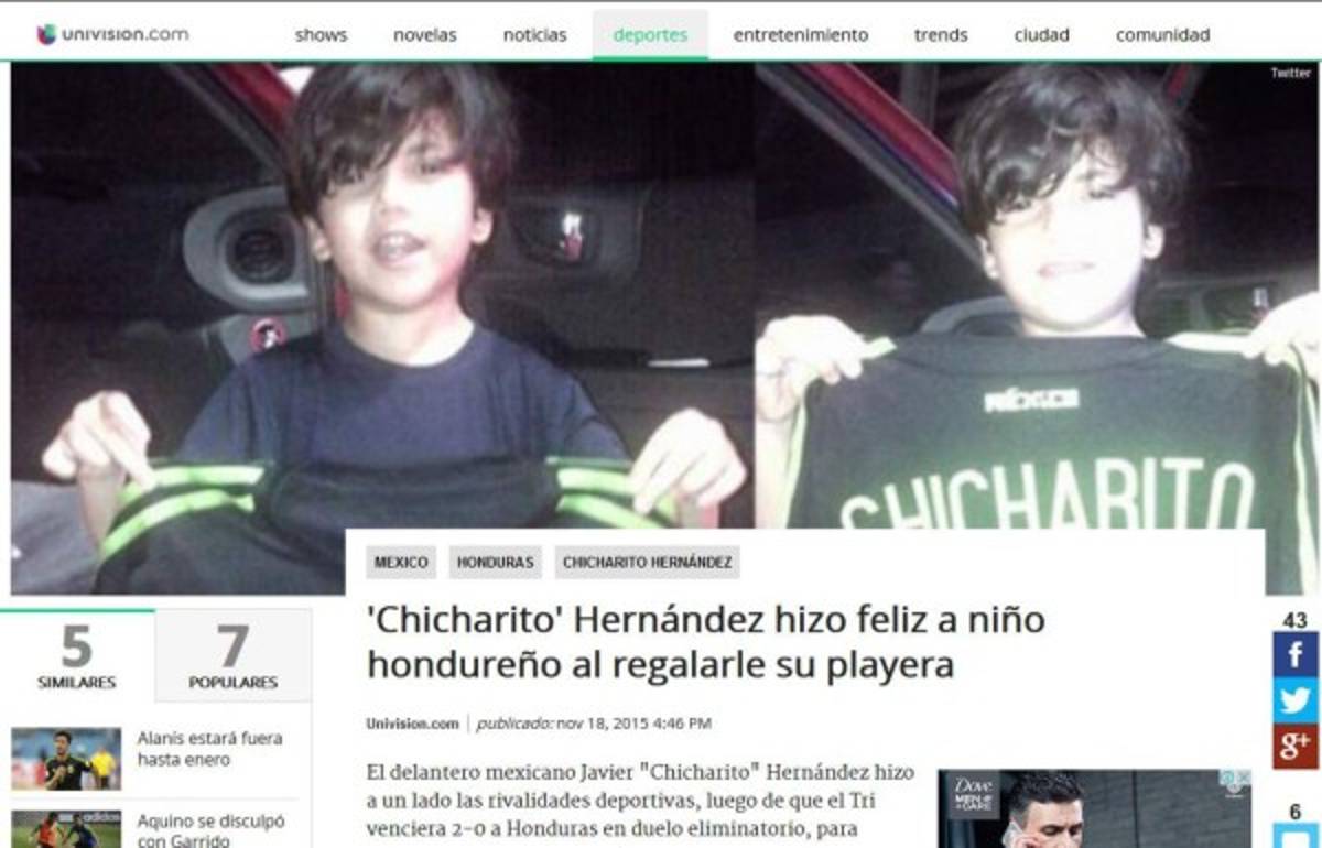 Gesto de Chicharito Hernández en Honduras le dio la vuelta a México