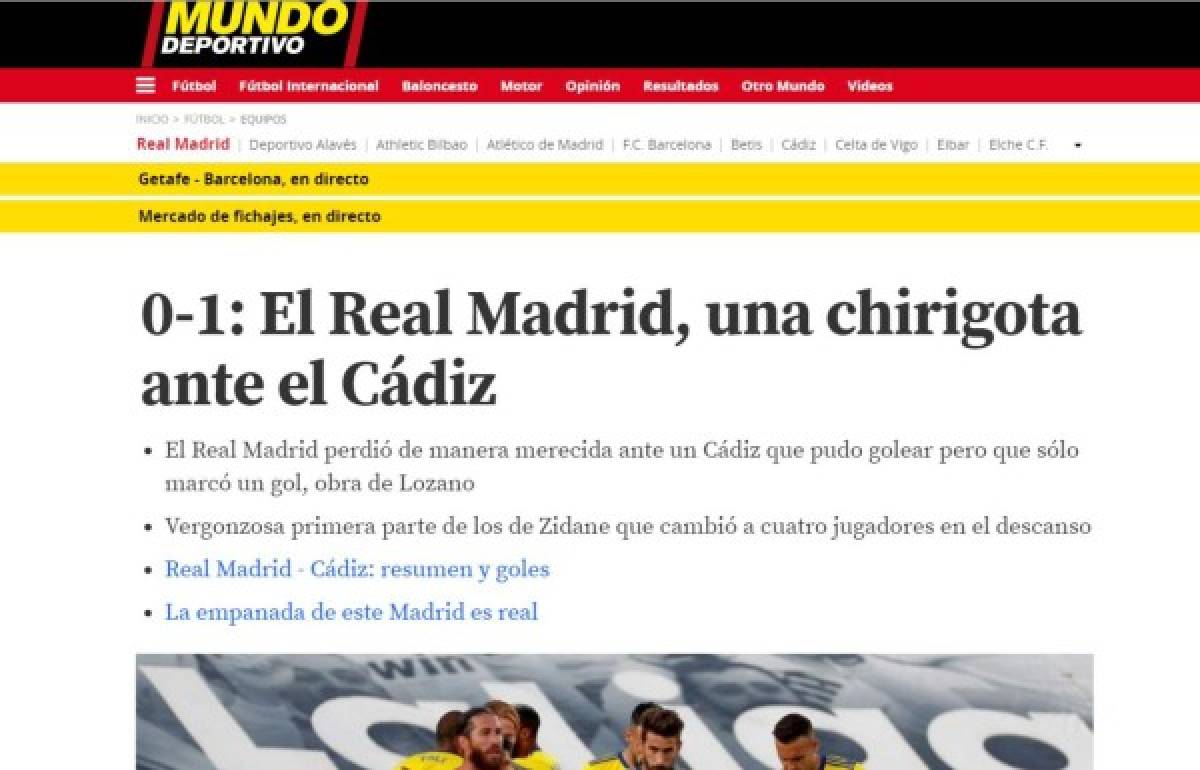 Lo que dijo la prensa mundial sobre el triunfo del Cádiz ante Real Madrid gracias al 'Choco' Lozano