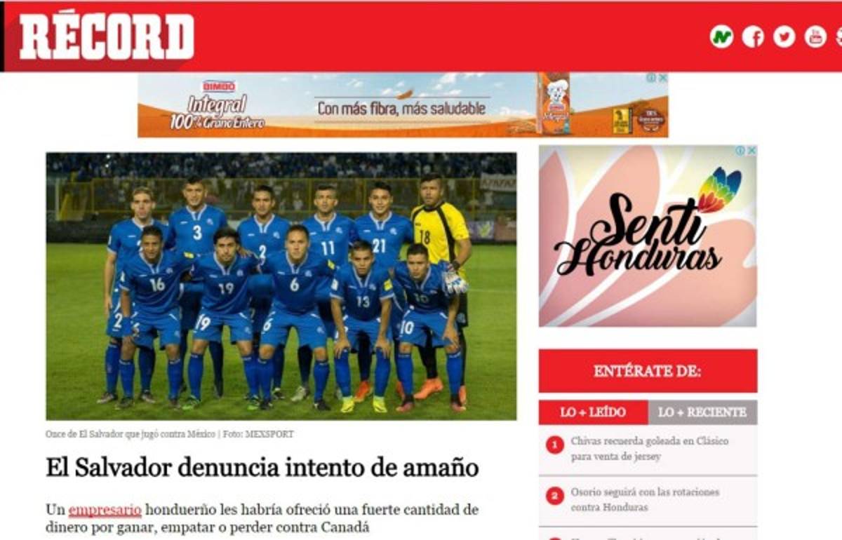 Prensa mundial hace eco del escándalo que denunciaron seleccionados de El Salvador