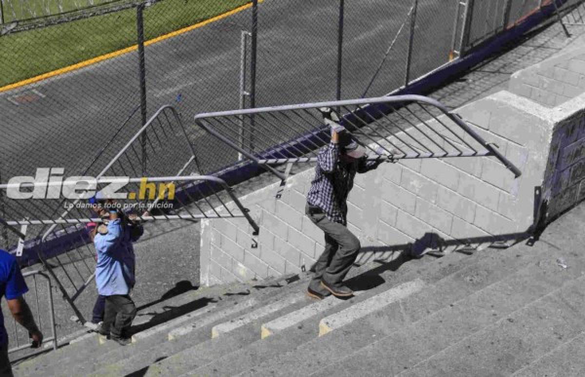 Instalan vallas de seguridad en el estadio Nacional para juego de Motagua ante Honduras Progreso