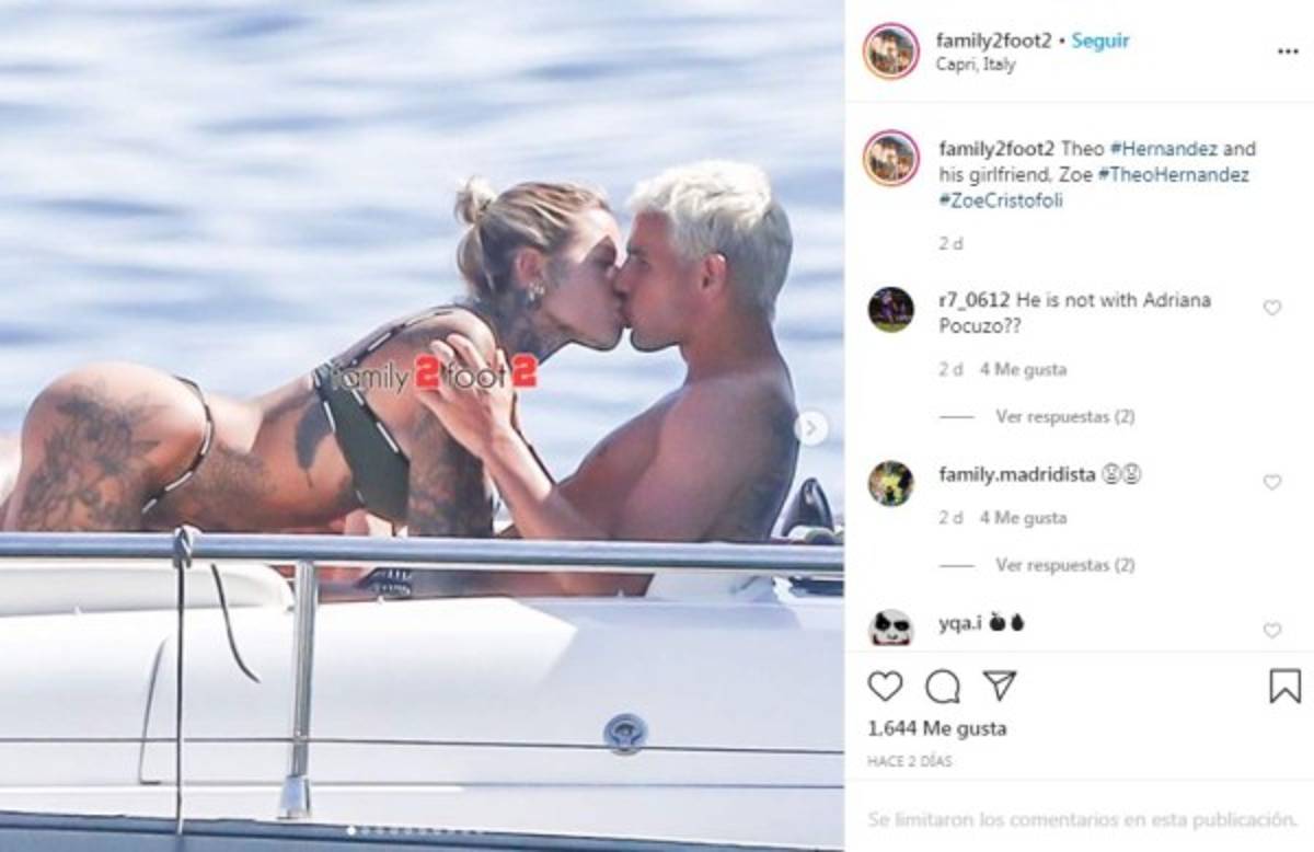 Theo Hernández, cazado en un barco con la espectacular musa de los tatuajes en Italia