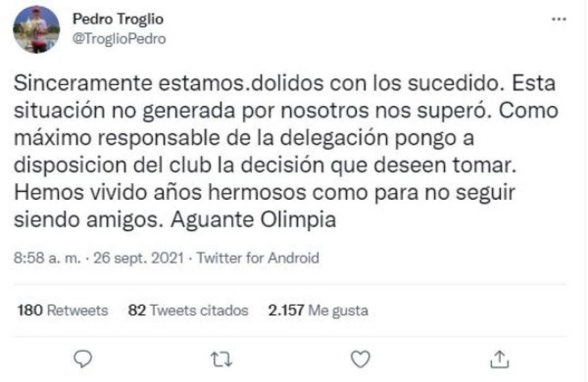 'Manchado por un escándalo': así reaccionó la prensa tras la disposición de renuncia de Pedro Troglio del Olimpia