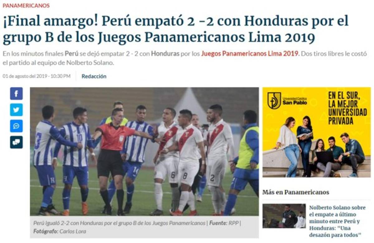 Lo que dice la prensa peruana tras el empate doloroso ante Honduras: 'Un desastre'