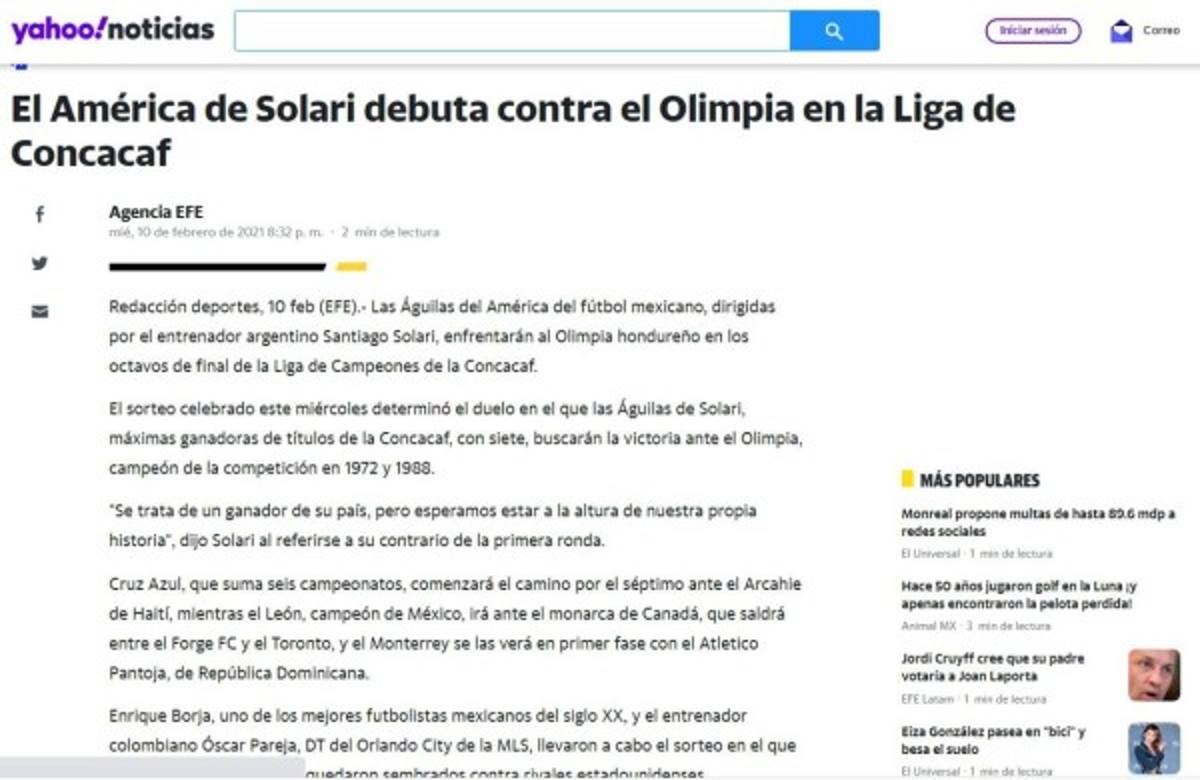Prensa mexicana ve con respeto a Olimpia, rival del América y destacan frase de Solari: 'No es accesible”