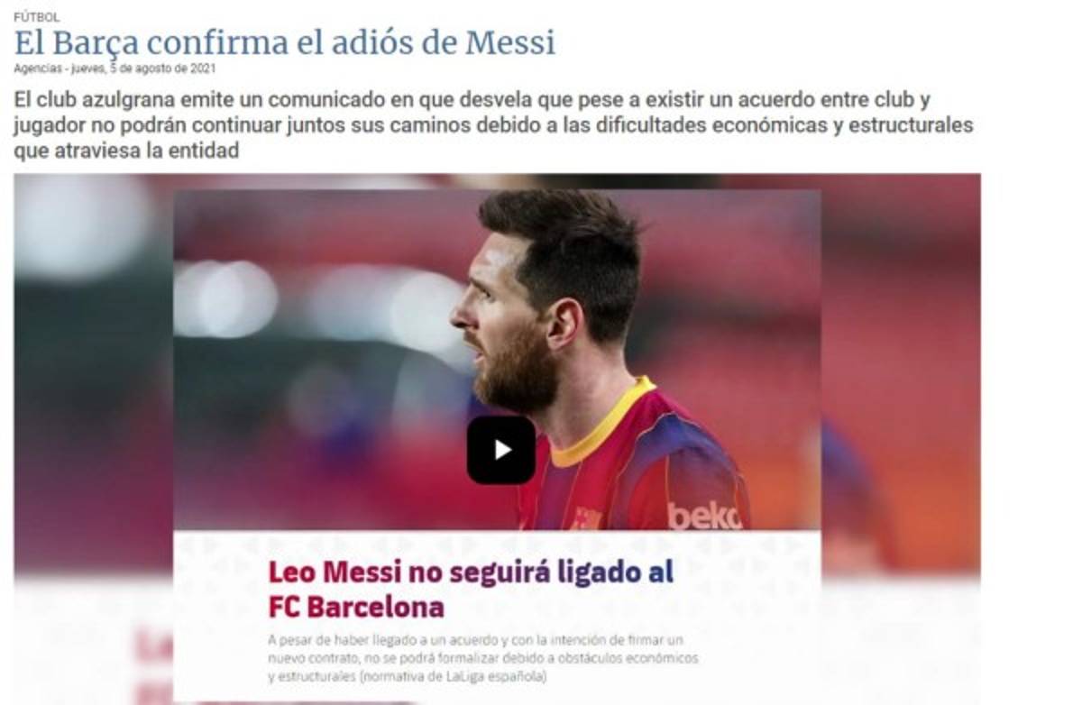 ¡Estalló un verdadero bombazo! Reacción de la prensa mundial ante la marcha de Messi del Barcelona