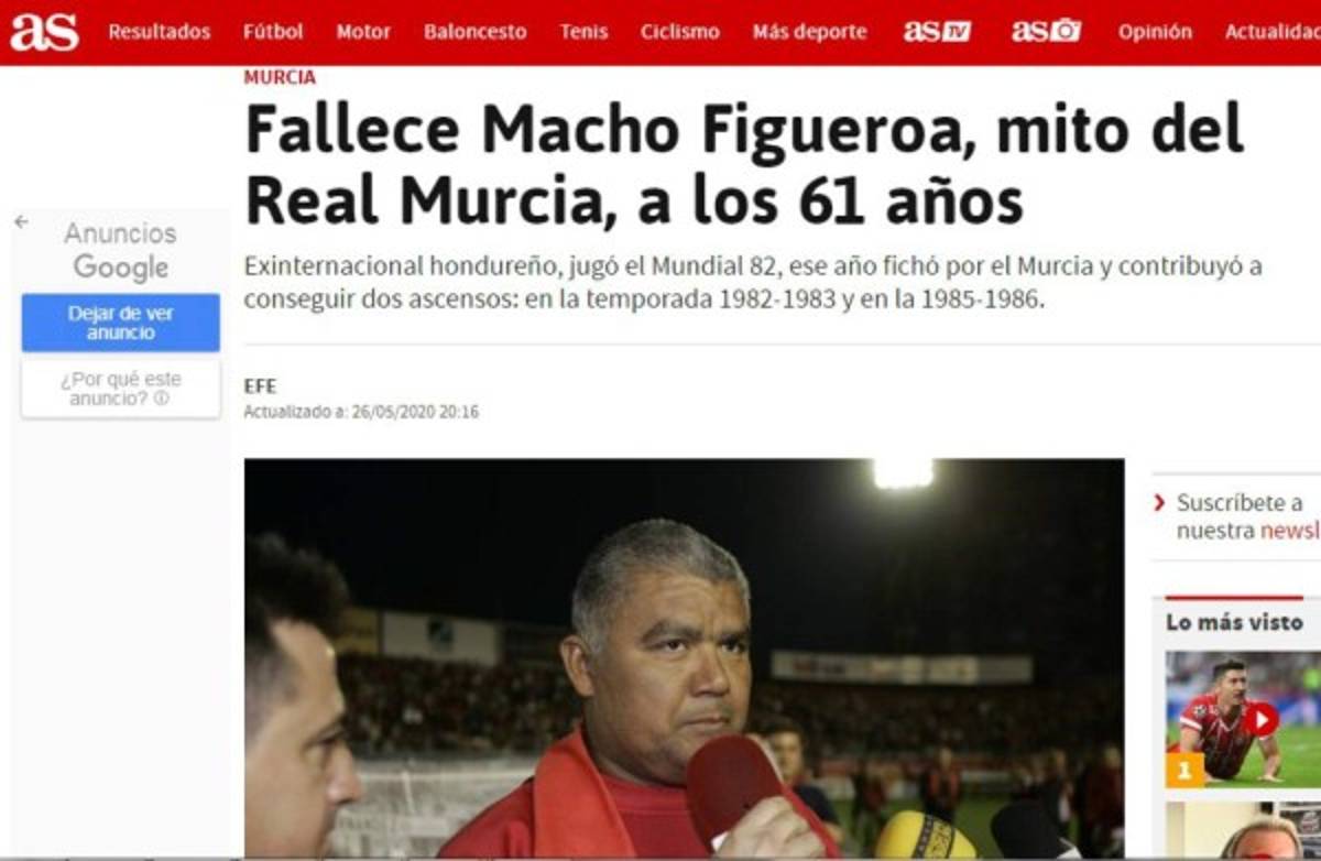 ¡Ídolo, leyenda y mito! Así se refiere la prensa mundial a la muerte del 'Macho' Figueroa