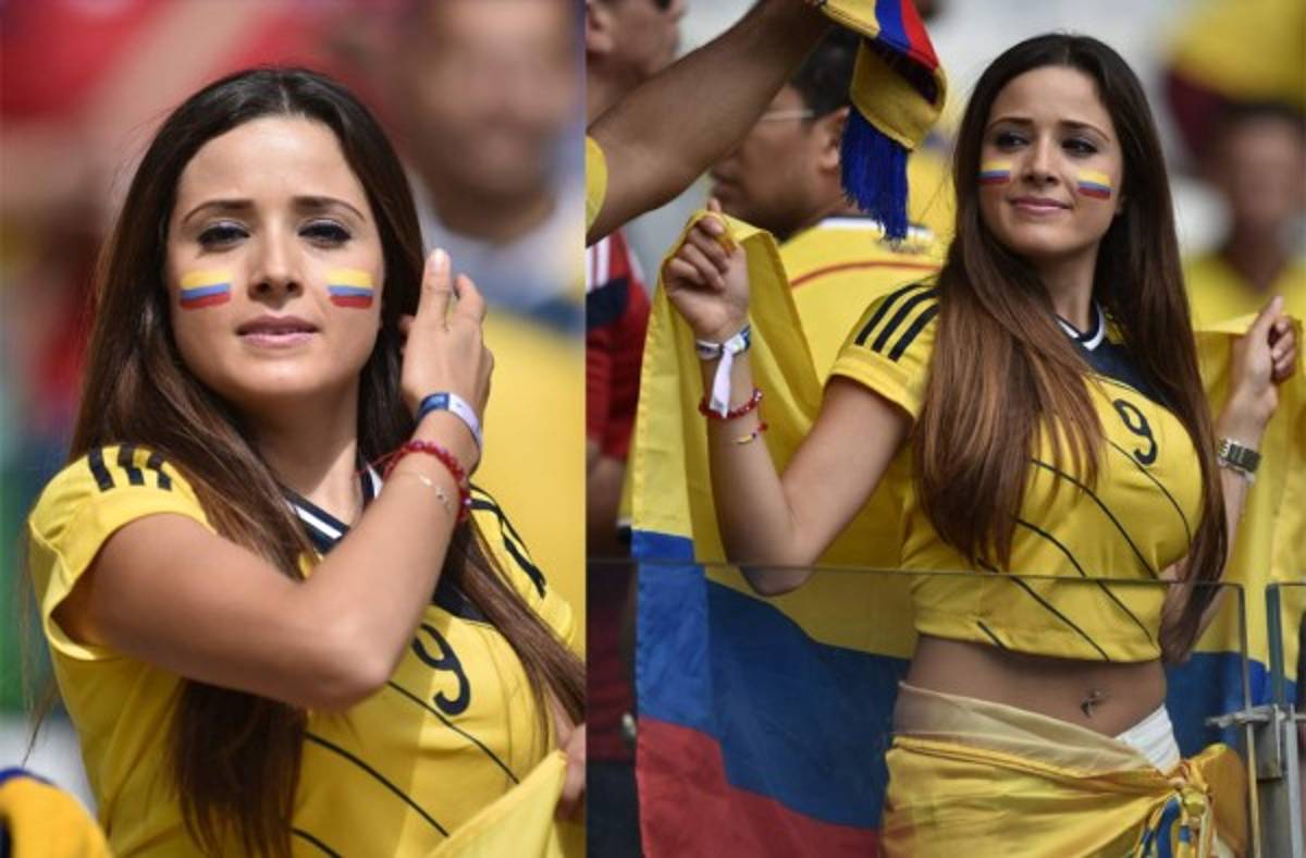 Las hermosas colombianas y su fiesta en partido Colombia-Grecia