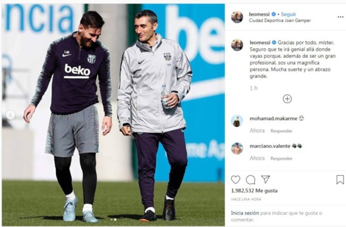 Los cracks del Barcelona que se despidieron de Valverde en redes; a dos jugadores 'les gustó' su salida