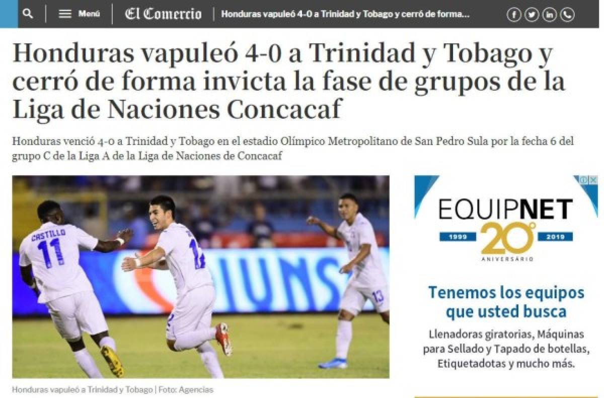 Lo que dice la prensa internacional sobre Honduras y su goleada a Trinidad y Tobago