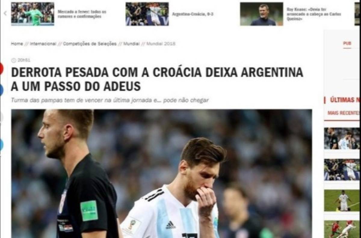 Prensa mundial cataloga de 'ridículo' derrota de Argentina ante Croacia