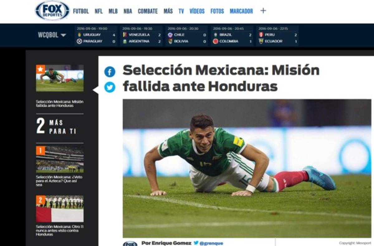 Prensa mexicana le tira con todo al Tri por empate en el Azteca ante Honduras