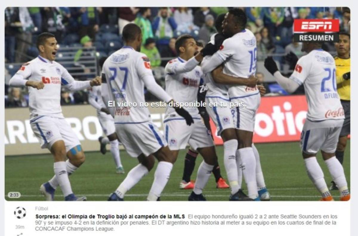 Prensa internacional destaca a Olimpia tras echar al Seattle de la Champions de Concacaf