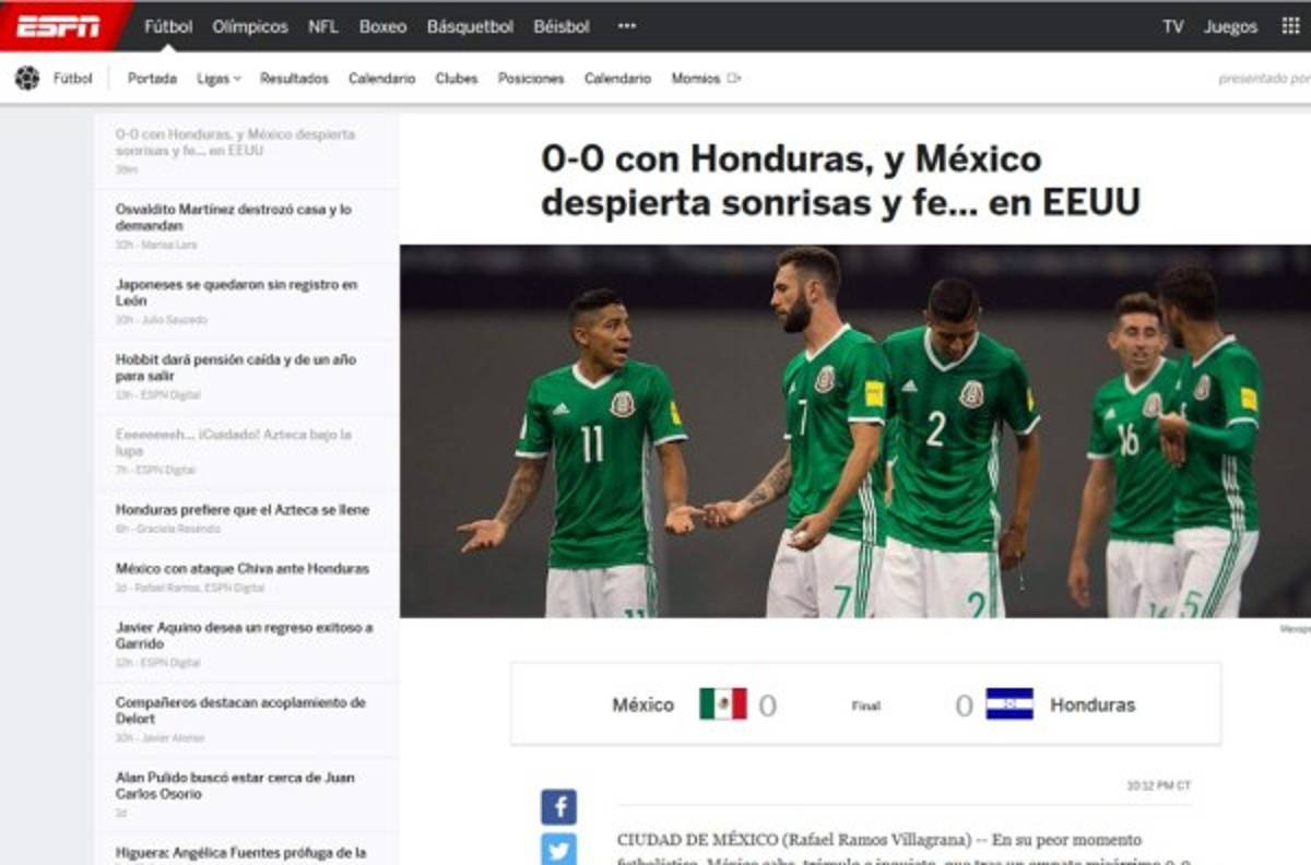 Prensa mexicana le tira con todo al Tri por empate en el Azteca ante Honduras