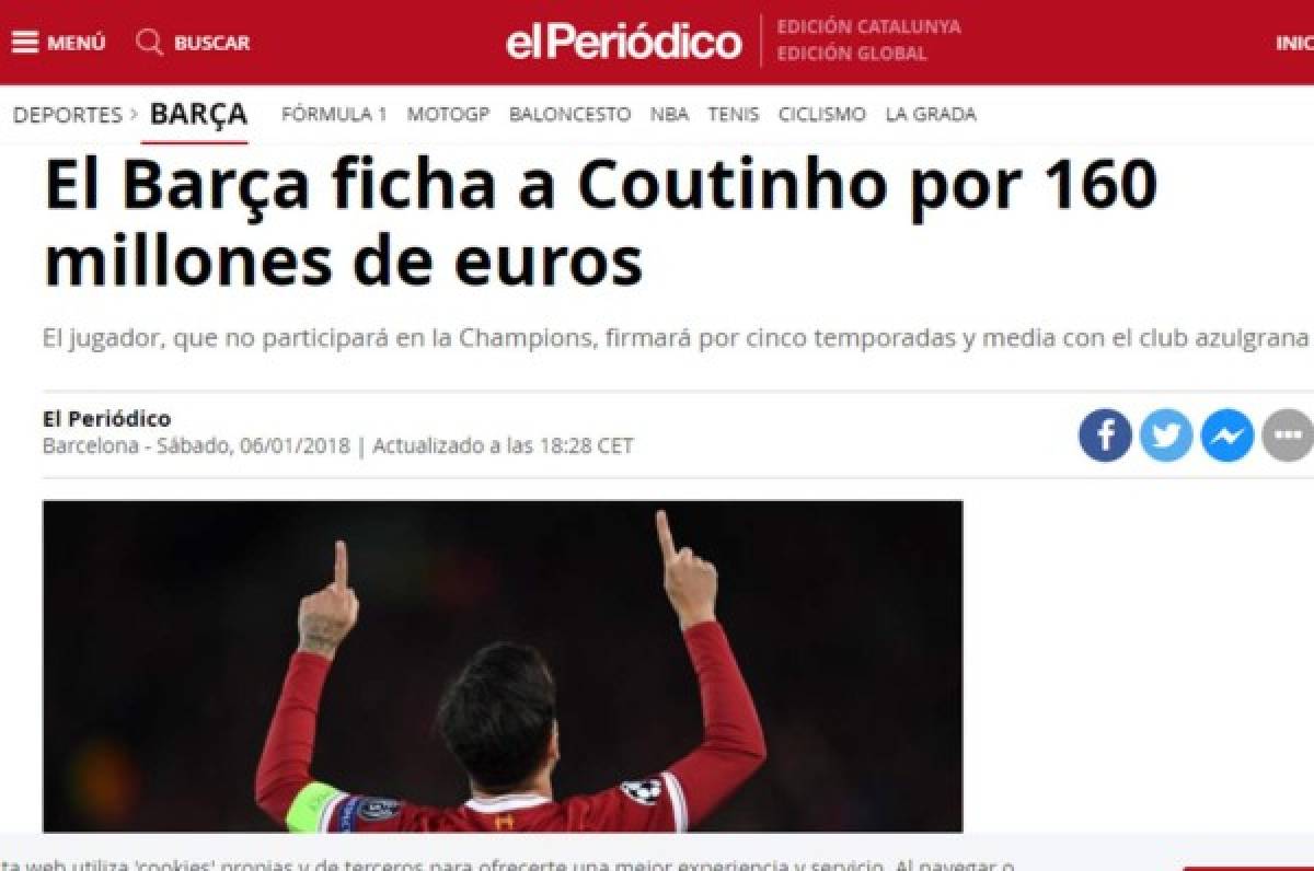 FICHADO: La prensa mundial se rinde al fichaje de Coutinho por el Barca