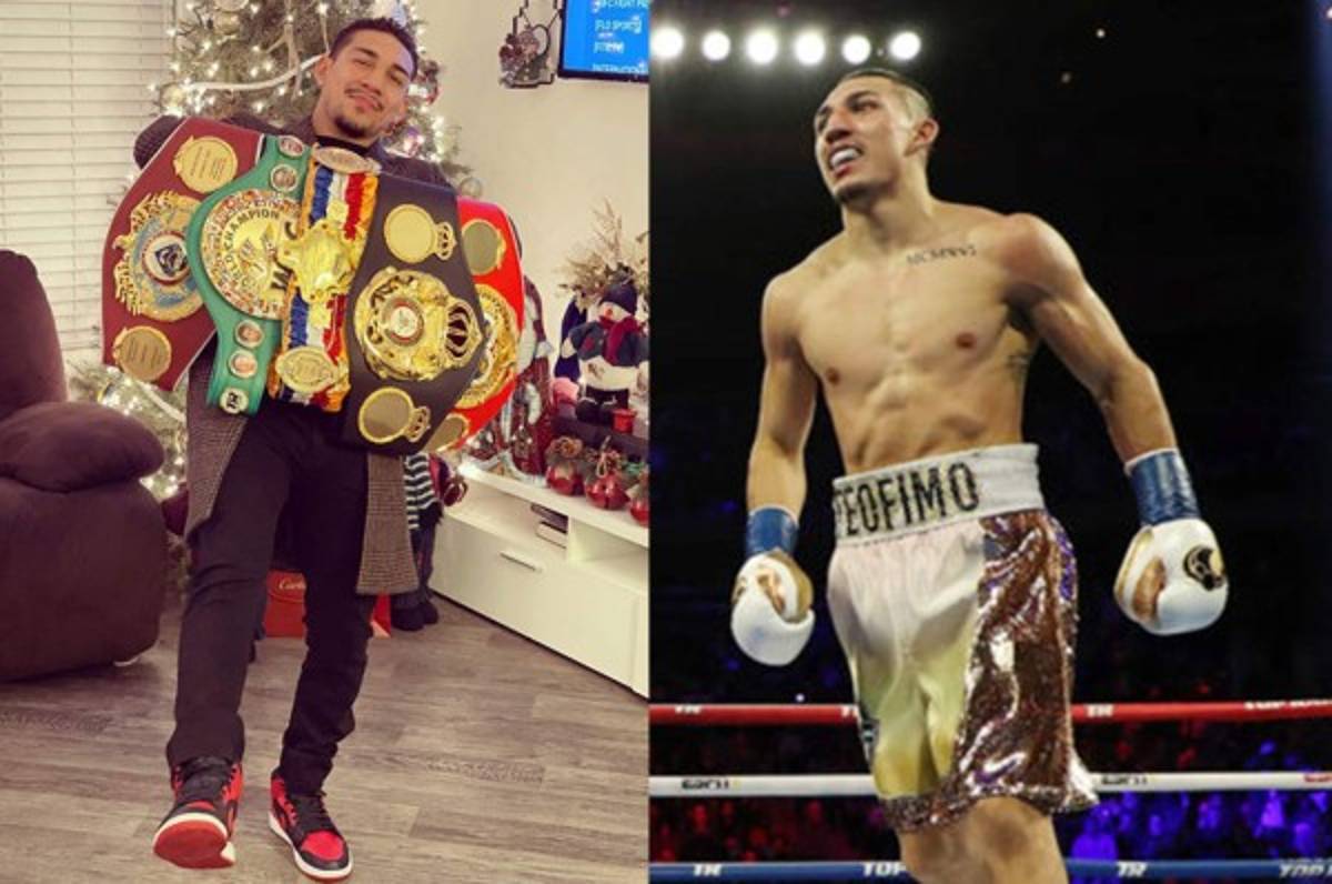 Teófimo López recibió el 2021 rodeado de todos los cinturones y pidiendo por un año exitoso