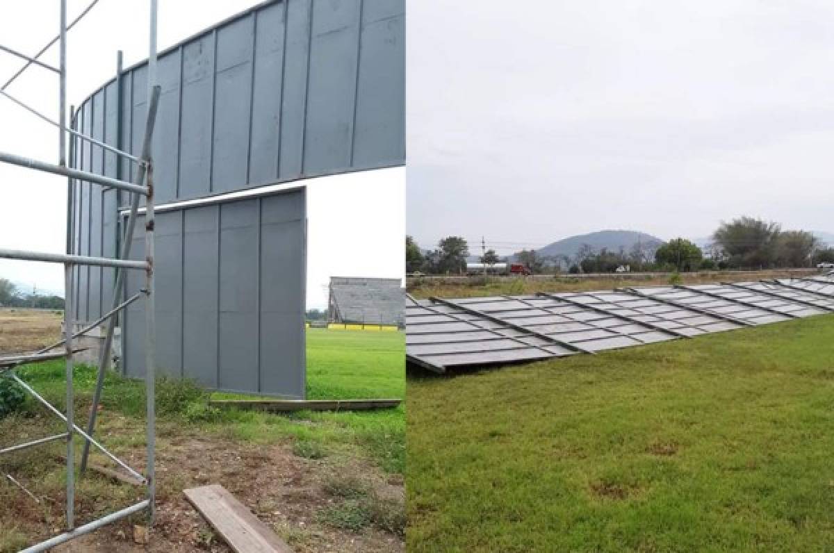 Fuertes vientos derribaron parte de la estructura del estadio del Parrillas One en La Lima